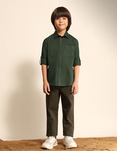 Image of Regular fit Solid Cotton Long Sleeves Casual Shirts