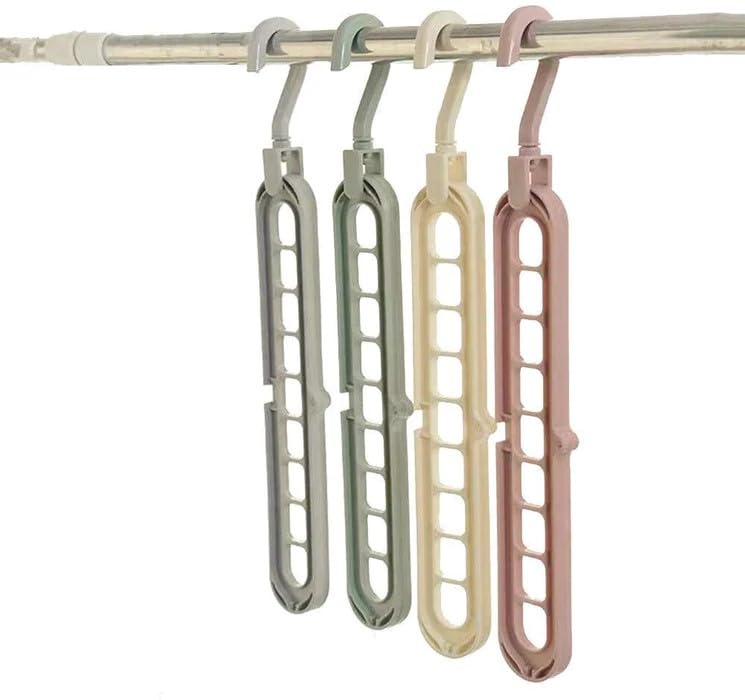 Image of Multi Hanger With Swivel Hook 9 Holes Magic Wardrobe Space Saver Folding Hangers Closet Organiser Anti-Skid Plastic 360 Degree Wet And Dry Clothes Hanger (Pack Of 6)