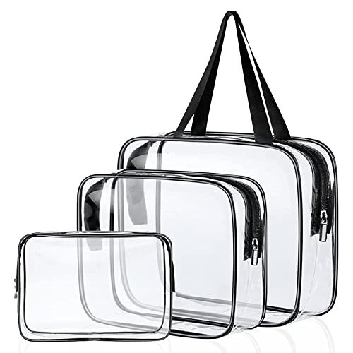 Neceser Transparente Viaje Avion,Bolsa Transparente Avion,Bolso Transparente Mujer,3 Piezas Neceser Viaje Avion Portátil,Neceser Viaje Transparente con Cremallera para Baño y Viajes