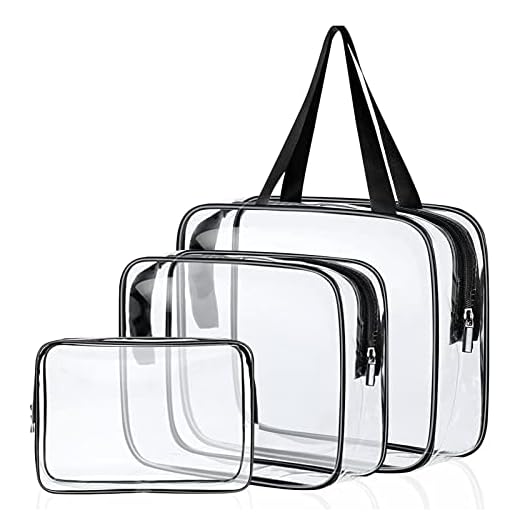 Neceser Transparente Viaje Avion,Bolsa Transparente Avion,Bolso Transparente Mujer,3 Piezas Neceser Viaje Avion Portátil,Neceser Viaje Transparente con Cremallera para Baño y Viajes