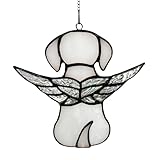 JIABEI Stained Glass Angel Dog Memorial Gifts for Loss of Dog,Pet Memorial Gifts Suncatcher Ornament for Window Hanging,in Memory of Dog Passing Away Gifts,Pet Sympathy Gifts for Dogs, white