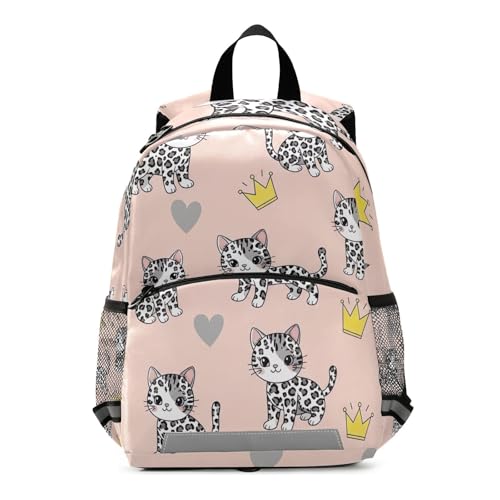 Cute Black White Leopard Kittens Backpack for Toddler Girls Boys Kids School Bag Mini Travel Backpack