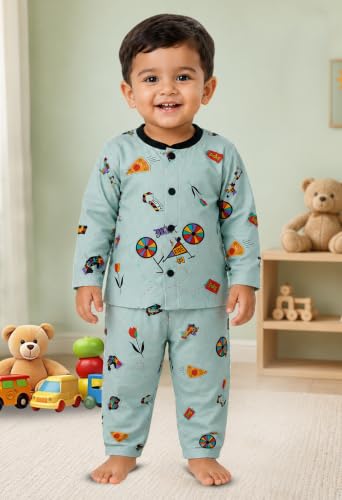 Image of 3BROS BodySuit /Dress for Boys /Girls Full Pajama & Casual Full Sleeves Night Suit Top Combo Kids Set