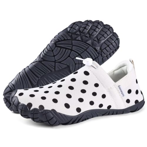 Image of WateLves Water Shoes Womens Mens - Comfortable Lightweight Striped Pattern Barefoot Shoes for Beach Swim Pool Yoga Boating Water Aerobics