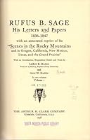 Rufus B. Sage - His Letters and Papers 1836-1847 (Volume 1 only) B009QREKWM Book Cover
