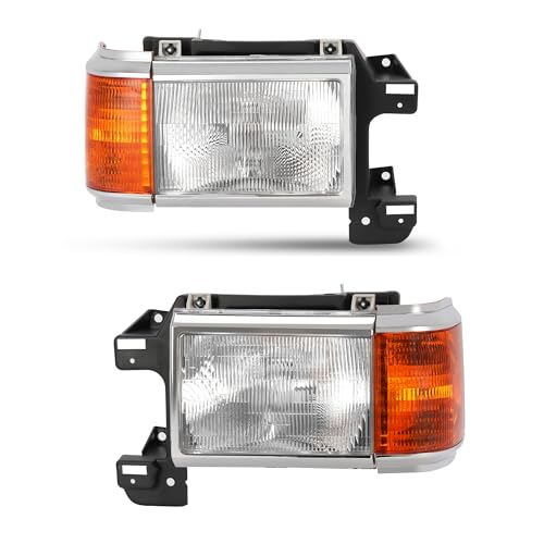 HECASA Pair Headlights Compatible with 1987-1991 Ford Bronco F150 F250 F350 F450...