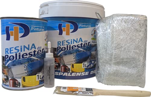 Onlissa Kit de Resina de Poliéster 1Kg + Fibra de Vidrio