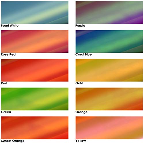 Kassa Permanent Adhesive Tape Holographic Vinyl, Color-Changing Adhesive Craft Vinyl 12” X 12” Each With Transfer Tape Sheet & Squeegee, Compatible With All Cutting Machines, Pack Of 10 #TOP5