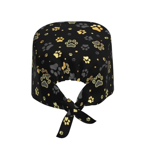 Image of Adjustable Working Cap Breathable Unisex Women Men Elastic Bandage Tie Back Hats Scrub Nursing Doctor Surgeon Cap