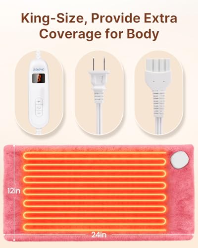 Image of RENPHO Electric Heating Pad for Back, Birthday Gifts for Women Men, Heating Pads for Neck and Shoulder, FSA Eligible HSA Store, Auto-Off, ETL Certified, 12 inchx24 inch Pink