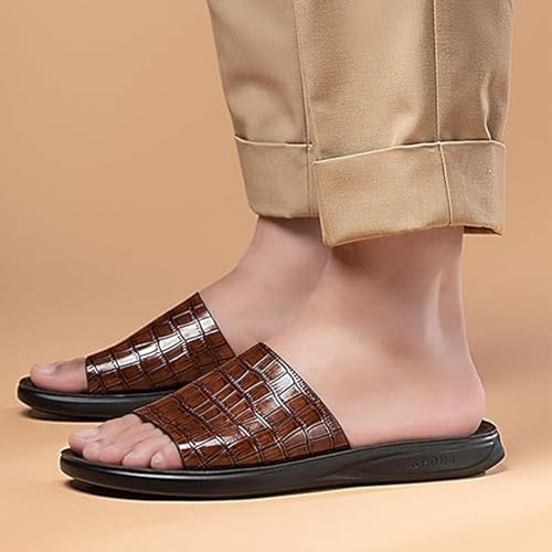 Men's Printed Leather Sandals - Open-Toe Anti-Slip Flat Design Outdoor Casual Beach Summer Shoes4
