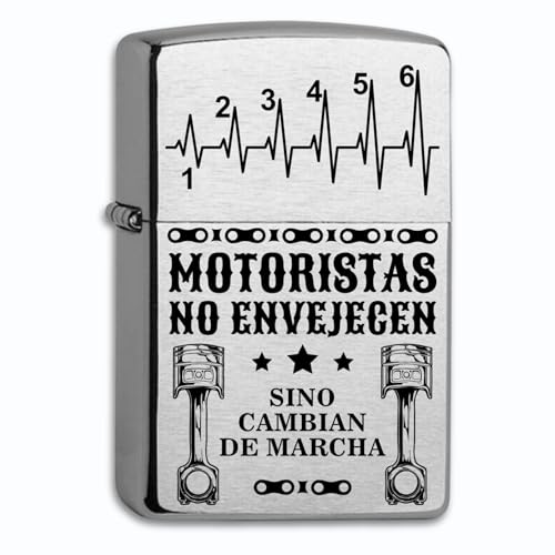 Mechero de Gasolina para Motocicleta, Compatible con Zippo, con Grabado Personalizado con diseño y Texto para Motociclistas, 12 diseños