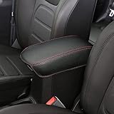 Coleya ジープ レネゲード向け アームレストカバー 車 アクセサリー 内装パーツ 車用 グッズ コンソールボックスカバー センターコンソール カバー 保護カバー カスタムパーツ インテリア 内装 極細繊維 触り心地もグッド レザーカバー 傷 汚れ防止 便利 肘置き 肘掛け 取り付け簡単 専用 カー用品 (赤い糸)