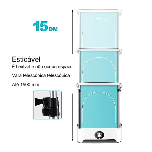 Secador de Roupas DobráVel EléTrico com Temporizador de 180 Minutos, Pode ser Retraído até 1,5m e Ca