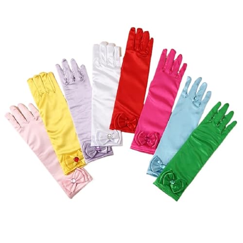 Guantes de satén de princesa con cristales en los dedos