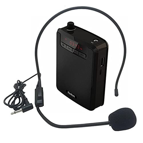 音声アンプ、有線マイクのヘッドセットとウエストバンド、教師、ツアーガイド、コーチ、会議のための携帯型充電式ミニスピーカー,黒