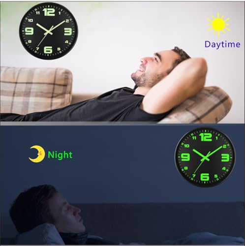 DIYZON Luminous Wall Clock, Silent Non-Ticking 10'' Night Light Wall Clocks Battery Operated, Country Style Wooden Illuminated Wall Clock Decorative for Kitchen, Home, Bedrooms - Image 4