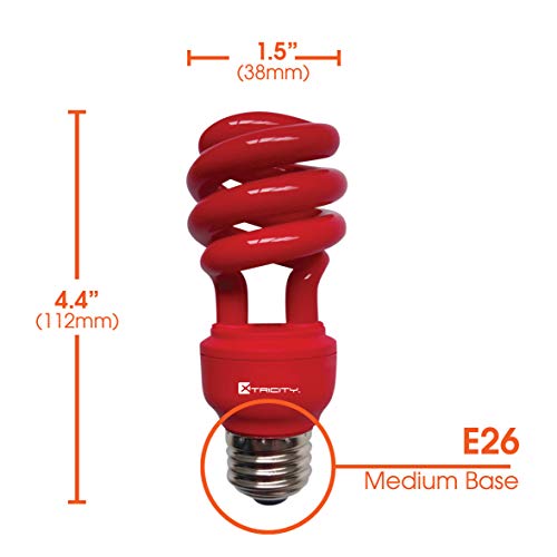 Xtricity Cfl Compact Fluorescent Red Light Bulbs Colored Light Bulb, T2 Spiral, 13W (60 Watt Equivalent), E26 Medium Base Red Light Bulbs Indoor/Outdoor 120V, Ul Listed, Red (2 Pack) #TOP2