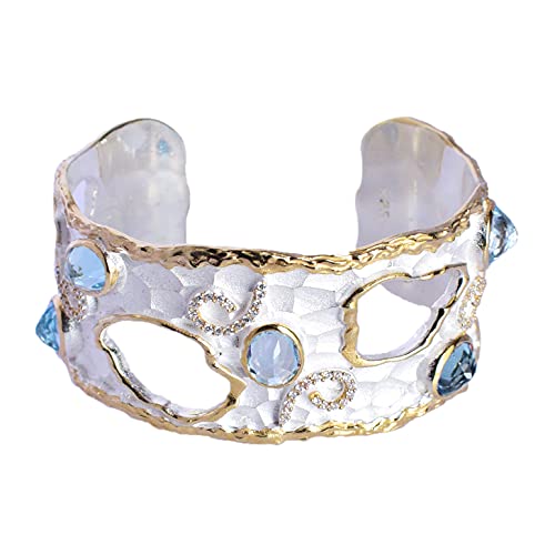 Bracelet argent 925 topaze bleue véritable et zircon bijou femme