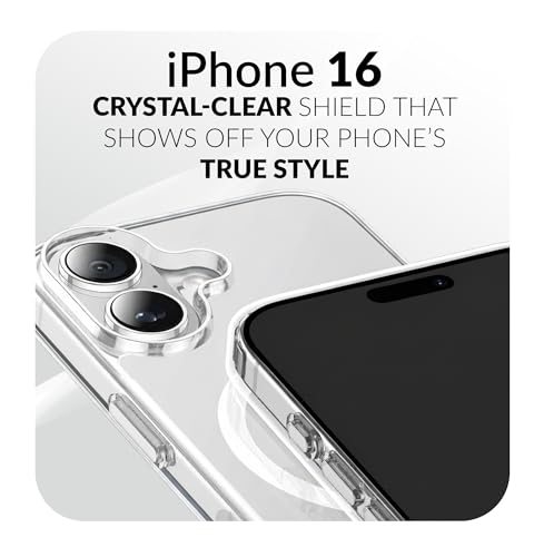 Image of ShieldTech Back Cover Case + Screen Protector for Apple iPhone 16 | Mag-Safe Compatible | Camera protection | Transparent Mobile Phone Back Case for i Phone 16 | i Phone 16 TPU Transparent Case Cover