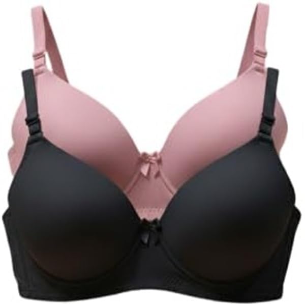 Image of Women's Lycra Lightly Padded Full Coverage Wirefree T-Shirt Bra Combo Pack of 2