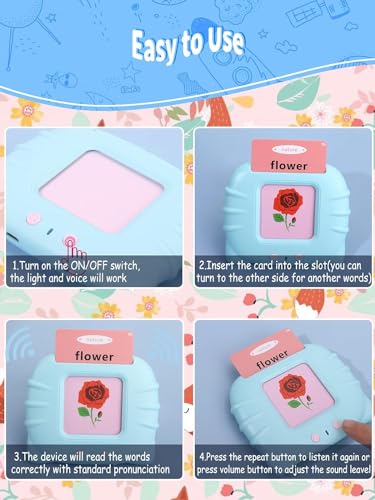 Image of Toy Imagine Talking Flash Cards for Kids | 224 Words Learning Machine for Toddlers | Montessori Educational Toys for 2-6 Year Old Boys & Girls | Preschool Activity & Birthday Gift