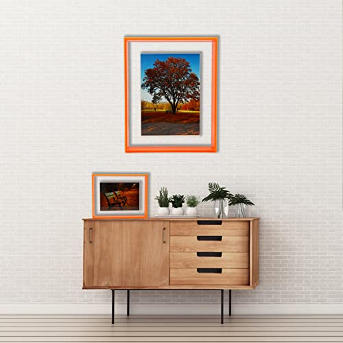 8X10 Floating Picture Frame Neon Acrylic Wall Mount Tabletop Desk Frame Decoration Colored Modern Photo Frame For Gallery Home Office, Neon Orange #TOP5