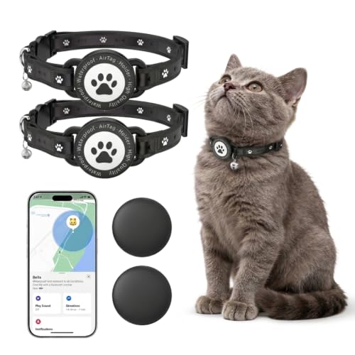 GPS Cat Tracker with No Monthly Fee, Waterproof Cat Tracker Collar(2 Pack)