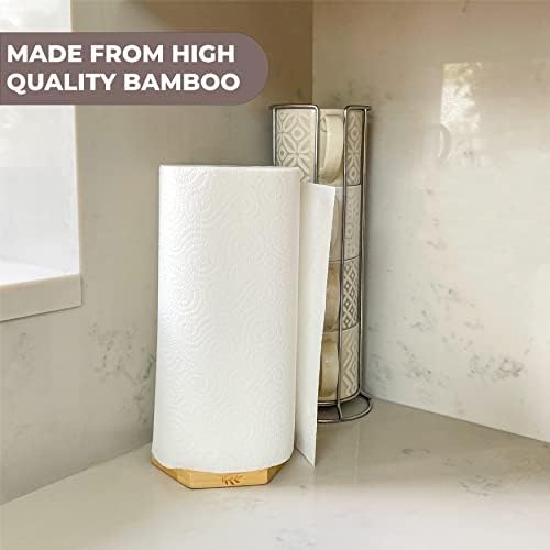 Eco Health Kitchen Roll Holder made from Bamboo, Wood Paper Towel Holder 28 cm high x 14 cm wide, Trendy Sustainable Modern Kitchen Roll Dispenser Wood