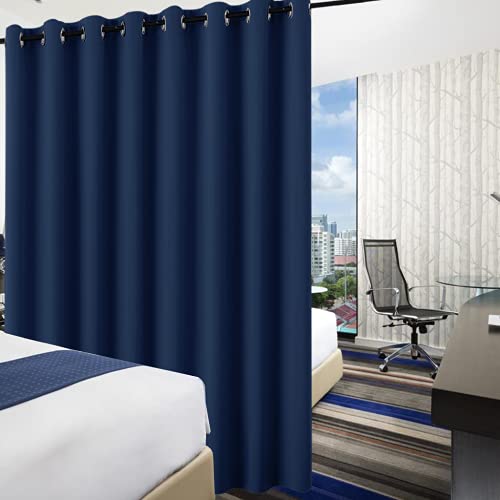 Image of RYB HOME Room Divider Curtains, Triple Weave Heavy Duty Blackout Drapes Soundproof Large Window Treatment for Bedroom Dining Hall Shared Area, W180 x L108 inches, Navy Blue, 1 Panel