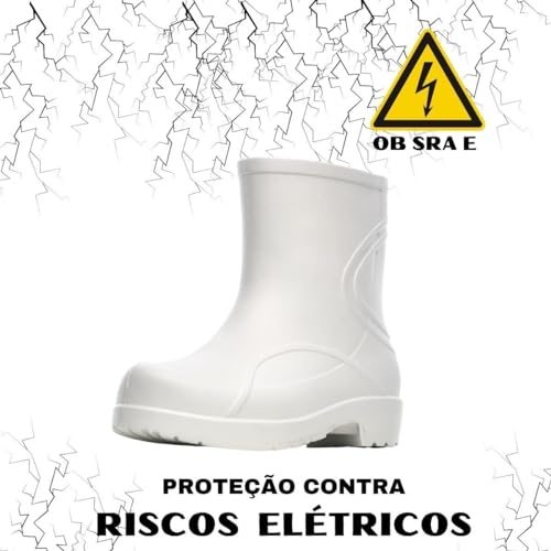 Bota Galocha Borracha Pvc Forrada Cano Curto Açougue Limpeza (Branco, 41)