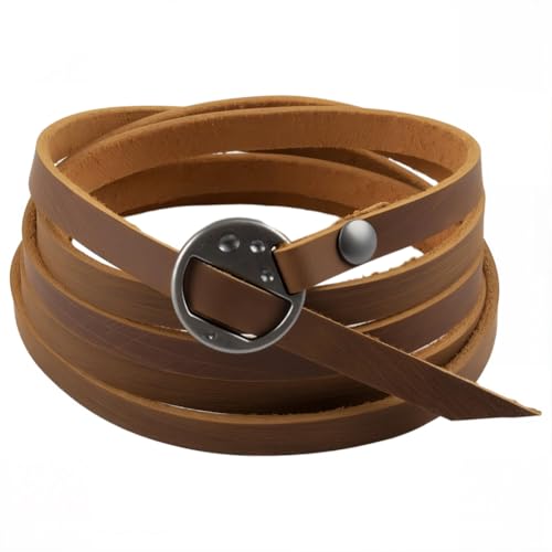 CALFOVERA Pulseras de Cuero Genuino, Estilo Occidental, Apilables, Ajustables, Estilo Bohemio, con Capas, Armadura de Brazo, Estilo Punk Vintage, para Hombres Y Mujeres, Joyería Hecha A Mano (Marrón)