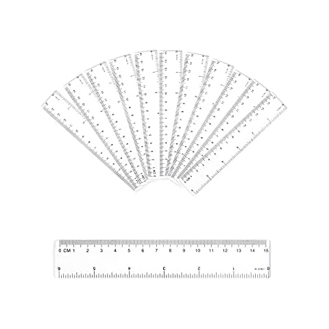 CORTNEY 12 Pack 15cm Ruler, Clear Plastic Ruler Shatter Resistant Ruler Kit Measuring Tool Straight Ruler for School Student Office Cover
