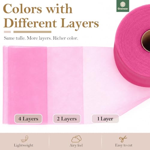 Image of Hot Pink Tulle Fabric Roll 6 Inch x 100 Yards Tulle Ribbon