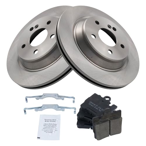 Image of TRQ Rear Brake Pad and Rotor Set Ceramic Compatible with 2000-2002 Mercedes-Benz CL500 S430 S500