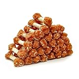 MON2SUN Dog Treats, 16oz Mini Rawhide Dog Chews, Chicken Dumbbells with Rice for Small Dogs & Toy Breed, Crunchy and Healthy (2.5 Inch 30 Count)