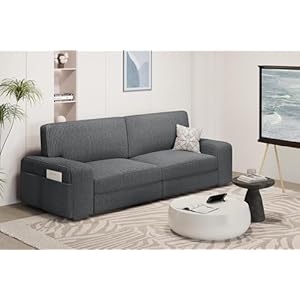 Yaheetech Sofa 212 x 81 cm Polstersofa aus Cordstoff mit Abnehmbare Kissen und Rückenlehnen Couch mit Breite Armlehnen für Wohnzimmer/Schlafzimmer/Spielzimmer Dunkelgrau