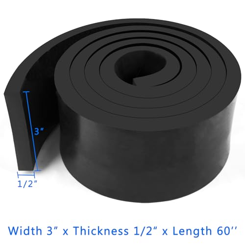 Image of WochiTV Solid Rubber Strips Rolls, 1 /2 inch Thick x 3 inch Wide x 60 inch Long Neoprene Rubber Sheets Perfect for DIY Gasket Material, Sealing, Liner, Shield, Padding, Mat
