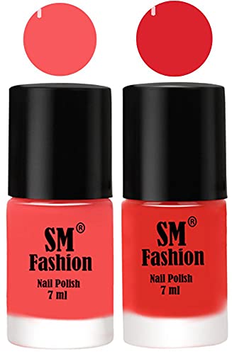 Image of Long Lasting Nail Polish | Nail Paint Combo 7 ml Each) - Set of 2 Light Pink-Candy Orange