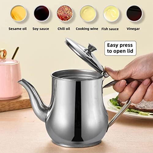 Stainless Steel Oiler With Strainer, Stainless Steel Oiler, Reusable 304 Stainless Steel Oil Strainer Pot For Kitchen With Filter (70 Oz) #TOP3