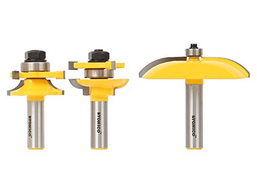 Yonico Router Bits Set Cabinet Door Raised Panel 3 Bit Round Over 1/2-Inch Shank 12339