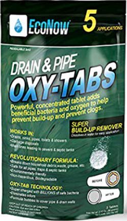 Drain & Pipe Oxy-Tabs for Main Sewer and Septic Lines. Build-Up Remover. Oxygen supercharges Billions of Safe Bacteria to Breakdown Household Waste to Help Prevent Clogs & Eliminate Odors. (5)