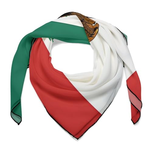 Flag of Mexico Silk Head Scarf Women's Fashion Lightweight Square Scarfs Bandanas Breathable Soft Neck Head Scarves For Travel Handbags Scarf