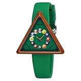 Bomieux Billiards-Inspired Watch for Mens Women, Creative Analog Wrist Watch with Triangular Dial & Pool Ball Numbers, Japanese Quartz Movement, Silicone Strap, Unique Gift for Billiards Lovers