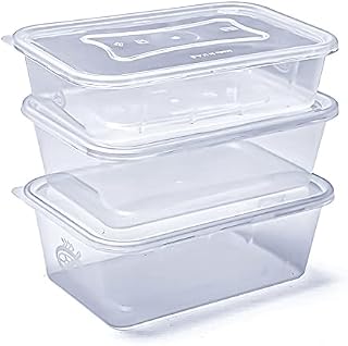 RelianceUK 25 Pack 500 ML Plastic Food Containers Clear Takeaway Food Boxes with Lids Meal Prep Microwave Dishwasher Freezer Safe Rectangle