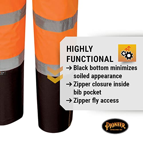 Pioneer Ripstop High Visibility Bib Pant - Safety Rain Gear – Hi Vis, Waterproof, Reflective, Work Overalls For Men – Orange, Yellow/Green #TOP5