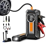 Compressor de Ar Portátil Multifuncional 4 em 1, Bomba Elétrica Automotiva com Display Digital, PowerBank 8000mAh, 1000A, para Pneu Carro Moto Bicicleta Bola