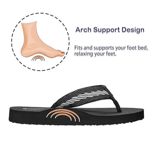 Ampeo Women's Arch Support Flip Flops Comfortable Casual Summer Beach Thong Sandals