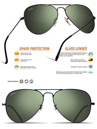Image of Classic Aviator Teardrop Style Glass Lens Metal Frame Sunglasses For Men Women UV400 Protection