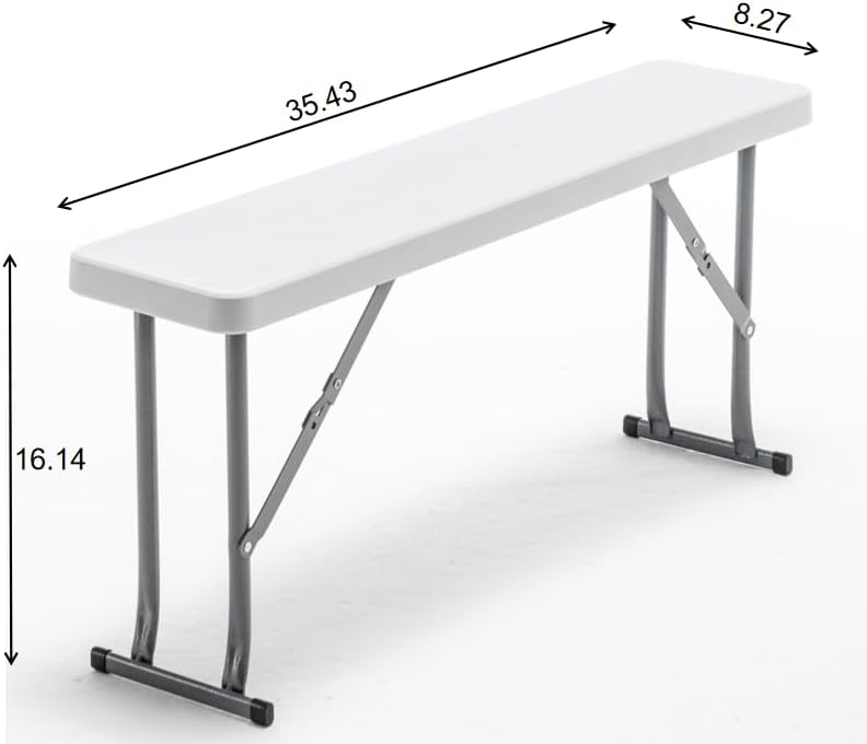 Miniatura 8 de BTEXPERT 3-Piece Set Plastic Portable Folding Beer Picnic Table & Two Benches Seats Foldable Heavy Duty White for Party RV Patio Dining Event